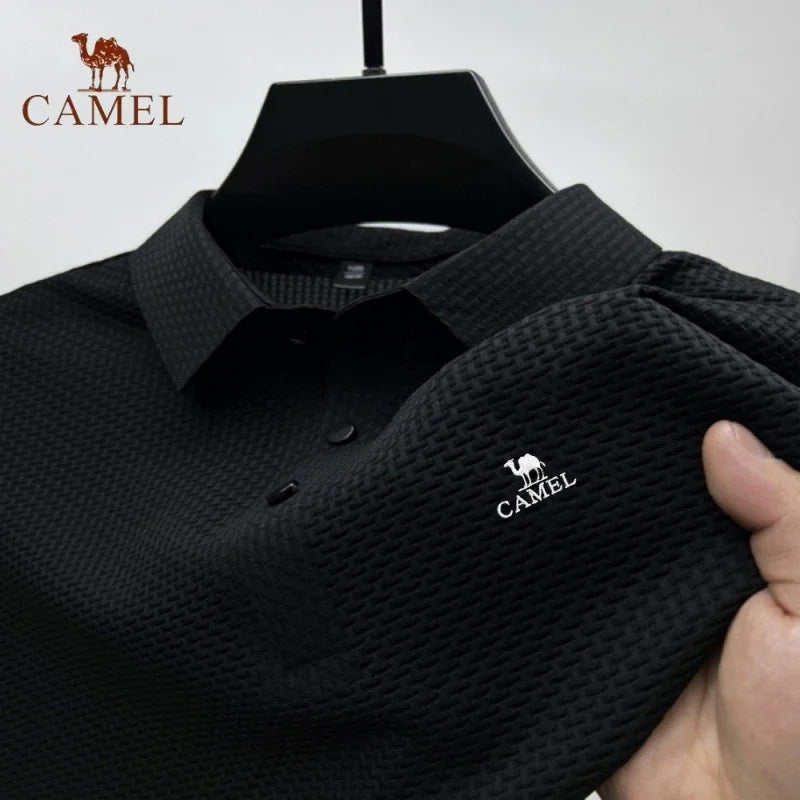 Men's Embroidered CAMEL Ice Silk Polo Shirt Luxury Fashion Leisure Breathable Cool Short Sleeved T-shirt Top