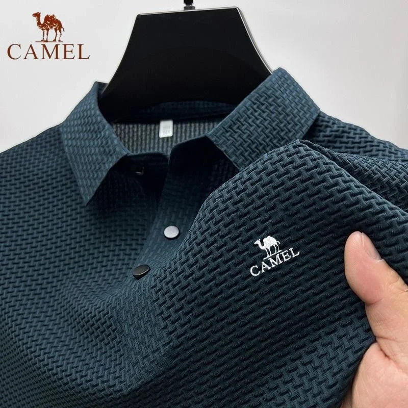 Men's Embroidered CAMEL Ice Silk Polo Shirt Luxury Fashion Leisure Breathable Cool Short Sleeved T-shirt Top