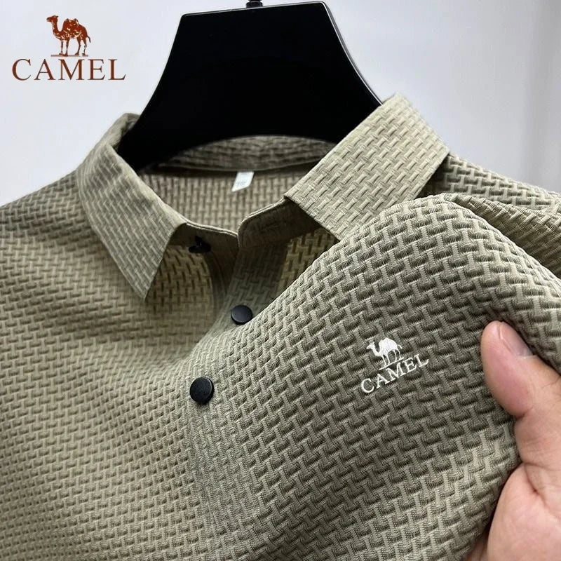 Men's Embroidered CAMEL Ice Silk Polo Shirt Luxury Fashion Leisure Breathable Cool Short Sleeved T-shirt Top