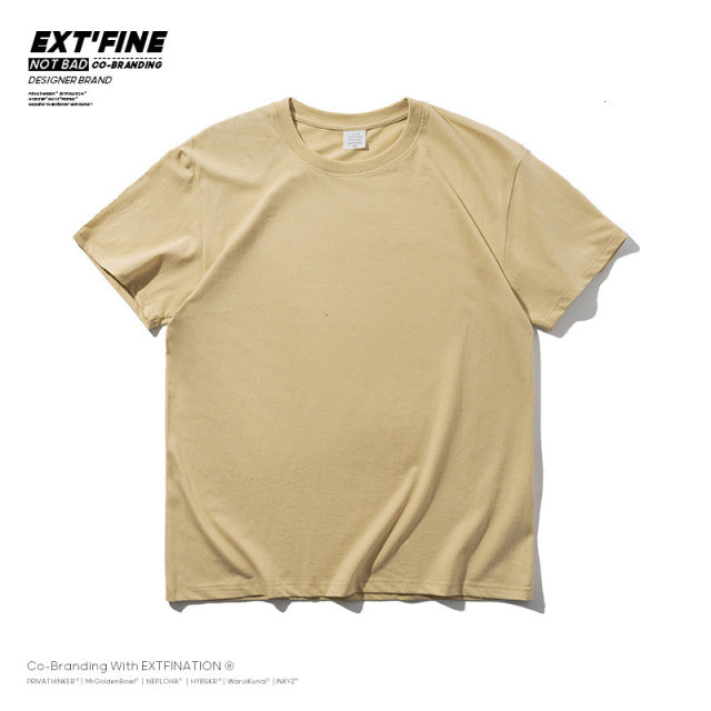 HYBSKR Summer Man T-shirts Short Sleeve Solid Color Casual Oversized T Shirt Men Harajuku Hip Hop Cotton Men&#39;s Clothing Tops Tee