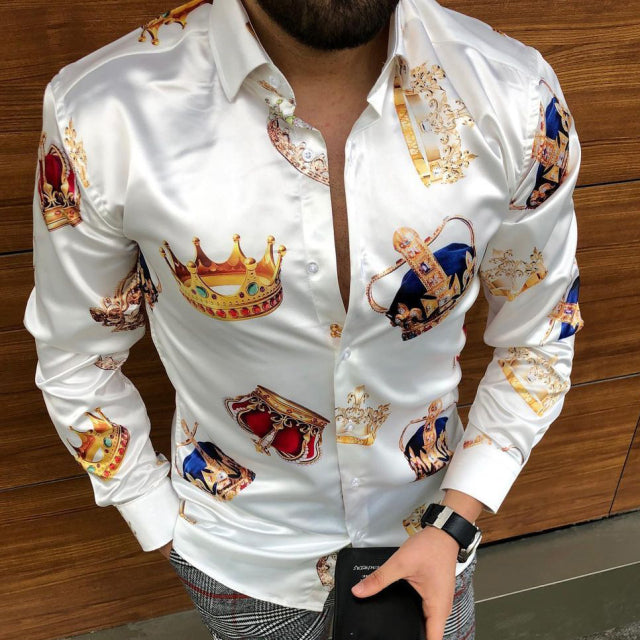 2021 Hot Sale  European American Men&#39;s Clothing Casual  Fashion Printed Shirt Single-Breasted Cardigan Long Sleeve Shirt 