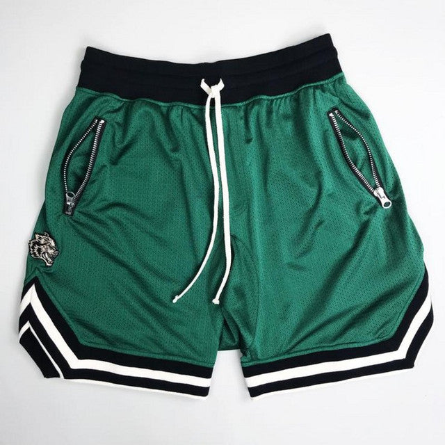 Hip hop street Instagram main line retro sports casual fitness basketball pants black red heavy mesh five-minute shorts