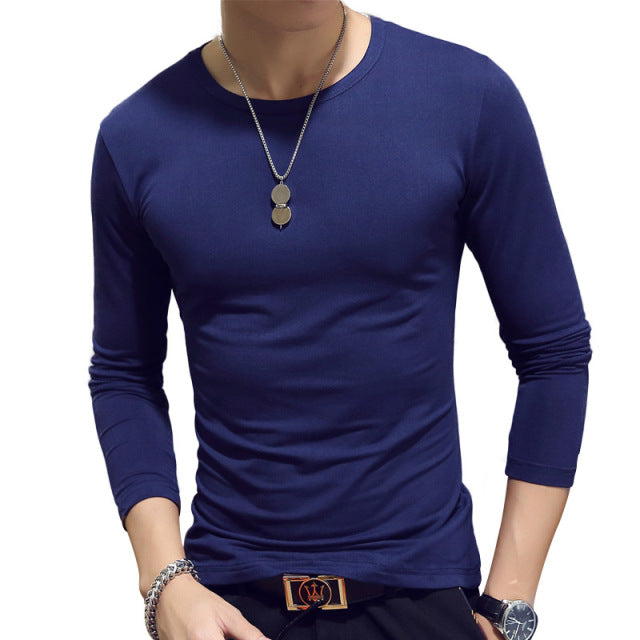 T Shirt Simple Long Sleeve Spring Autumn Morality Men&#39;s T-shirt Sets V-neck Solid Polyester White Grey Blue T Shirt Men Tees 